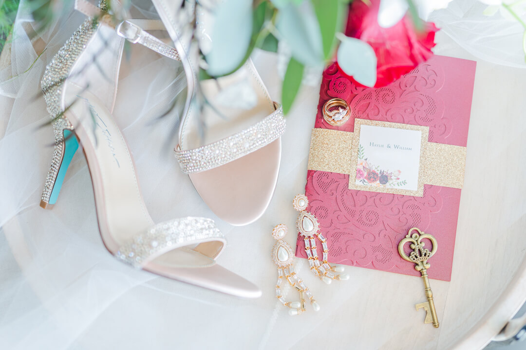 Bridal details of shoes and accessories