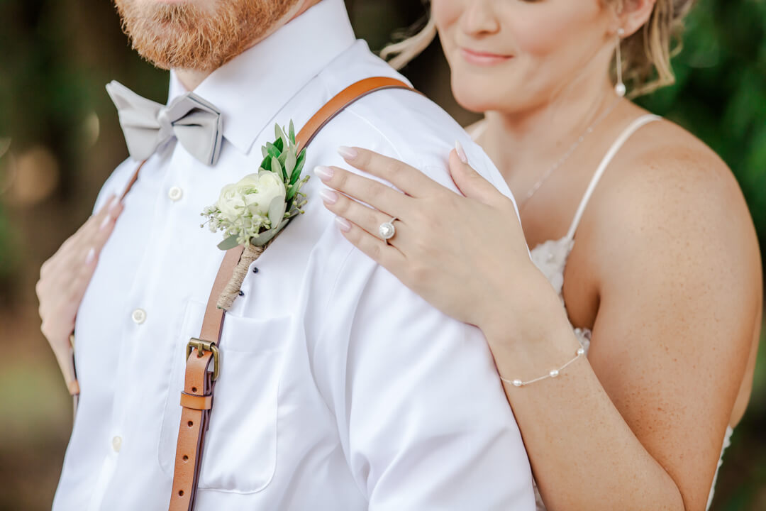 Details of a bride and Groom on their heritage acres wedding day